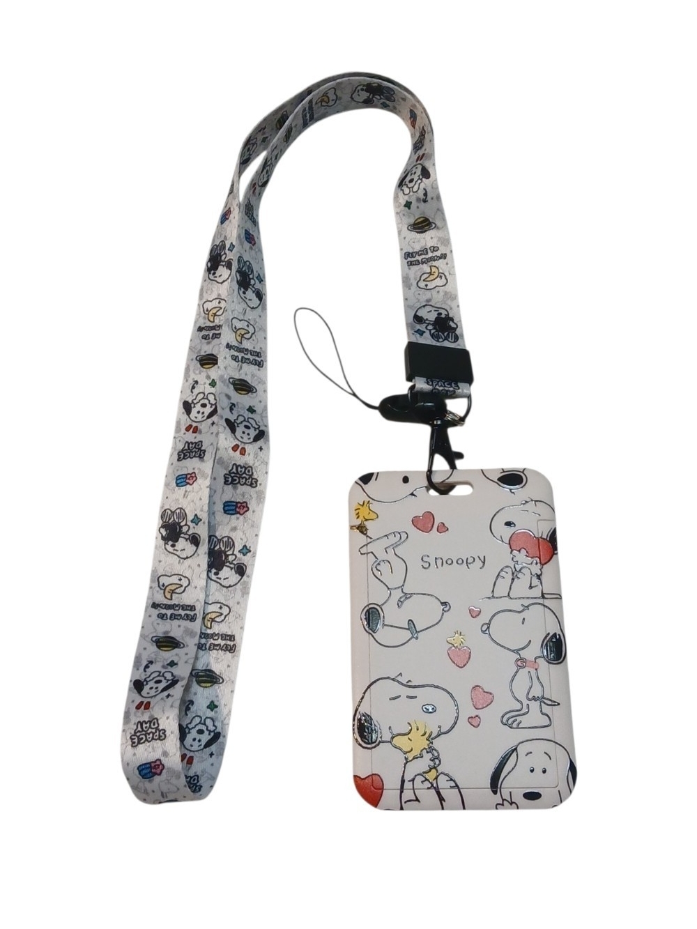 Peanuts - NWT, Snoopy & Woodstock  Lanyard, Adjustable Strap, See Thru ID Holder